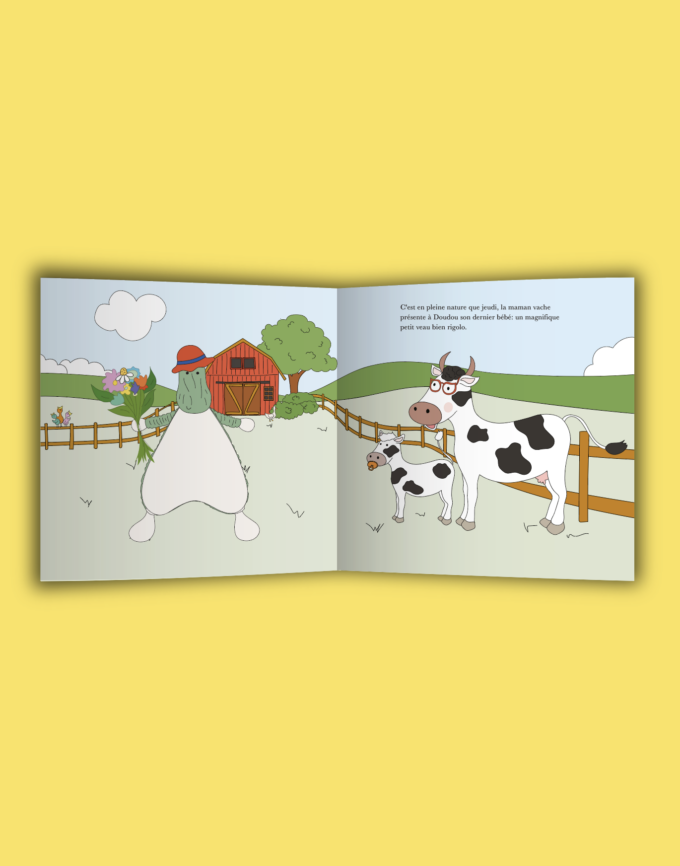 page intérieure livre La ferme Doudou vache livre