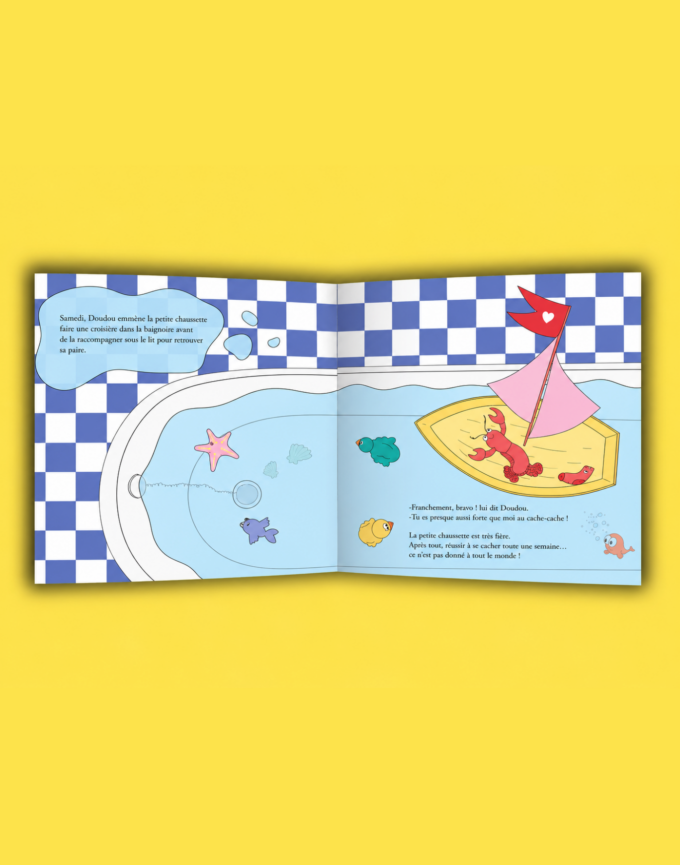 doudou se cache dans la baignoire